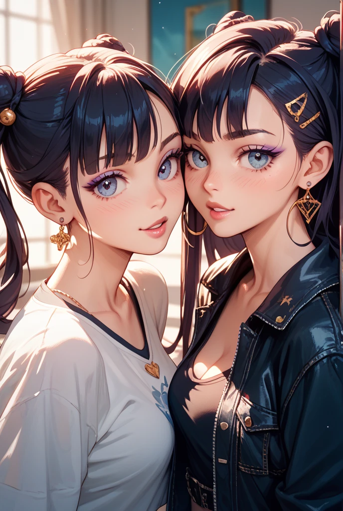 wide angle, 4K, A high resolution, Best quality at best, tmasterpiece, perfect colors, perfect shadow, perfect litthing, ((sportrait)), bright green eyes，With round lenses, The audience watched carefully, (s face: 1.2), Perfect female figure， ((90s crop top)), ((looking and shy at viewert)), (Perfect thick white eyebrows) Delicate fur, 详细s face, s the perfect shy face, At a  in an underground dance club , (Drink a glass of wine standing), Comfortable background, perfect  decoration, lighting atmosphere, ((Bonifasko lighting)), (The round lenses on his eyes)(詳細な目), Perfect studentม half body