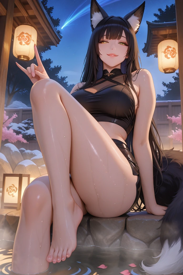 1girl, ((on all fours)), black tights, ((pink swimsuit)), (from behind), (on all fours), ((huge ass)), ((naked pussy)), (looking at viewer), (ultra realistic), 8k, realistic, (evil smile)
