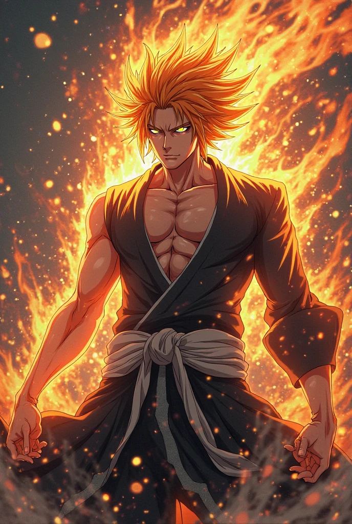 anime guy with orange hair holding a sword and lightning, advanced digital anime art ”, badass anime 8 k, advanced anime digital art, ichigo kurosaki, anime lighting, anime epic artwork, advanced digital anime art, orange - haired anime boy, anime digital art, bleach manga style, digital advanced anime art, ichigo, anime style 4 k, digital anime art!!