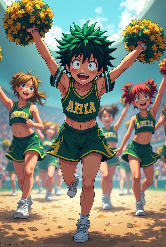 Izuku midoriya in an cheerleading outfit