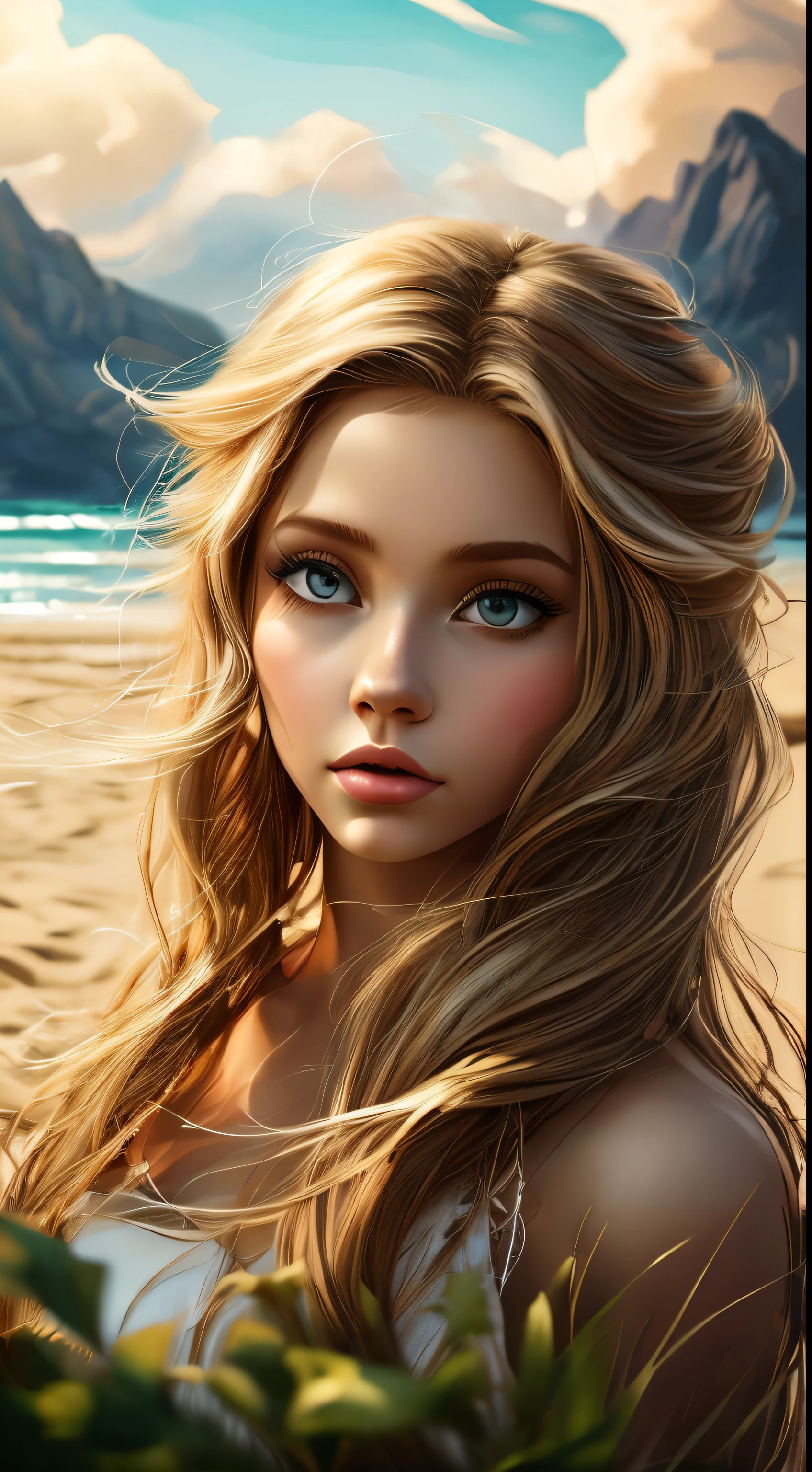 8k portrait of beautiful Italian girl, wavy hair, blonde hair, light blue eyes, pink lips, ,full body, finely detailed beautiful light bue eyes, full body, realistic, natural skin, soft sunlight, textured skin, intricate, elegant, highly detailed, majestic, digital photography, (masterpiece, sidelighting: 1.2), hdr