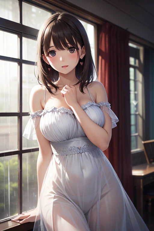 ((SFW: 1.4)), (SFW,She is wearing a long white embroidered skirt.., Red blouse with lace, White pattern on waist, socks,necklace, Earrings, bracelet. 1 girl)), Ultra-high resolution, (Realistic: 1.4), RAW Photos, highest quality, (PhotoRealistic Stick), concentrate, Soft Light, ((15 years old)),  ((Japanese)), (( (Young Face))), (surface), (Written boundary depth), masterpiece, (Realistic), woman, bangs, ((1 girl))、(((Thighs、Cleavage)))、Handbags、Window shopping at department storey clothes come off and I can see my breasts、The skirt was taken off.、I can see her white panties)、Embarrassed and bright red in the face)))