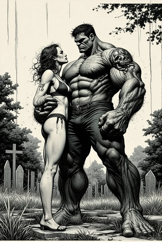 Jason voorhees with a strong muscular build and abs hugging a female with big chest and thick thighs with the same mask as him