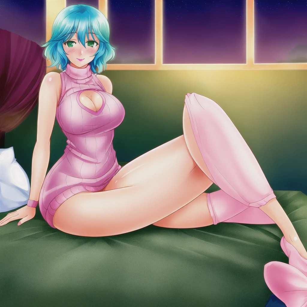 Bulma deitada na cama exibindo sua grande bunda,foco na bunda