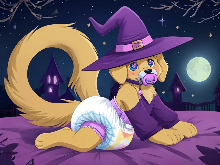 uploaded the e621, beautiful and detailed, woman (((female))) ((anthro)) Fox, (Averi, Fox girl), cinematic lighting, Fox, (anthro, fluffy fur), anthro fox girl, body fur, curvy, sexy, nice, cute, hot, comfortable anime-style cartoon-style, digital drawing, NSFW, pussy, tits, green eyes, nervous smile, sassy, sassy hips, smug, fangs, looking at viewer, forest, night, tree, snow, wizard hat, striped thigh highs, wet fur, worm's eye view, low angle view, crouching, seductive pose, behind view, looking back at viewer