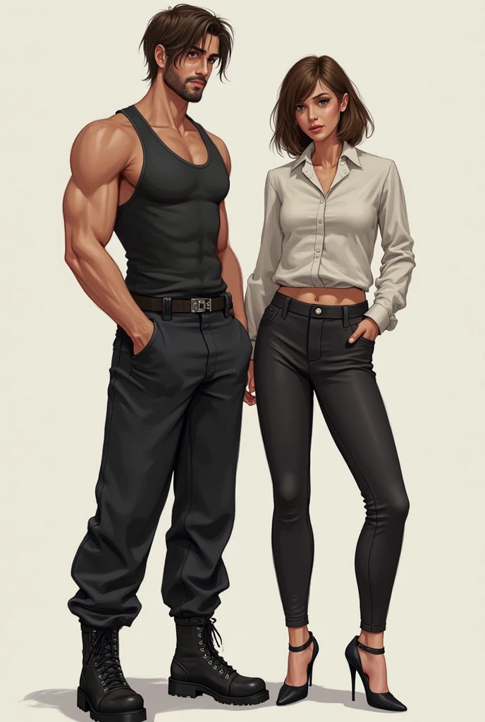 ((best quality)), ((4k)), ((highres)), ((masterpiece:1.2)). ((detailed)), ((ultra realistic)), ((intricate details)), ((full body picture)), ((character design sheet)), ((blank background)), ((standing in a blank background)), a full body shot of a bald female, bald woman, muscular woman, muscular arms, mucular legs, about 5'6 tall, about 25 years old, dressed in a tank top and black jeans pants,