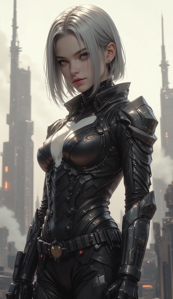 (masterpiece:1.2, Highest quality,High resolution,Super detailed),8k,wallpaper,(Very detailed),(Armored Core Style),1 female,Silver Hair,Random Hairstyles,(Assassination Squad Ninja),(Black Ninja Robot Armor),(Black Costume),(The background is dark:2.0),(Detailed face:1.3),(Detailed body:1.3),((Cowboy Shot)),cyber punk,(dynamic),(Detailed hands:1.6),(A mysteriously glowing dagger:2.0),(Detailed hands),(Preparing for battle:1.3,forward leaning posture:1.6),(Flashy special move effects:2.0)