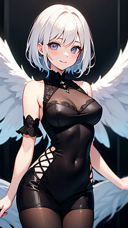 Kanzaki Ranko, silver hair, twin drills, being molested on a crowded train, a man touching her vagina from behind, eyes wide open, nipples, dress shirt, a man grabbing her breasts from behind, small breasts, fingers sinking into her breasts, a man pinching both nipples with his fingers, one leg is raised by a man, a man inserts his fingers into her drooling vagina, armpits, semen dripping from her pussy, Kanzaki Ranko has both eyes blindfolded