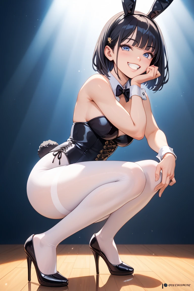 ((masterpiece,best quality)), highres, extremely detailed 8K wallpaper, depth_of_field, best shadow, (Colorful),(Delicate eyes and face), nice hand, Perfect hands, (Perfect lighting), Ray tracing, BREAK
((dancing)), (1girl in), mogami \(kancolle\), black hair, short hair, black eyes / green eyes, swept bangs, small breasts, slender, skinny, smile, (full-face blush), open mouth, BREAK,
(ballerina, ballet:1.2), (tutu:1.3), (dark leotard:1.2), (transparent dark dress:1.3), (black pantyhose:1.2), bare shoulders, tiara, cameltoe, point shoes, ballet slippers, sexy, BREAK,
(cowboy shot and knee:1.5), stomach focus, from behind, ((dancing saloon)), night time, (dark backgrounds:1.3),