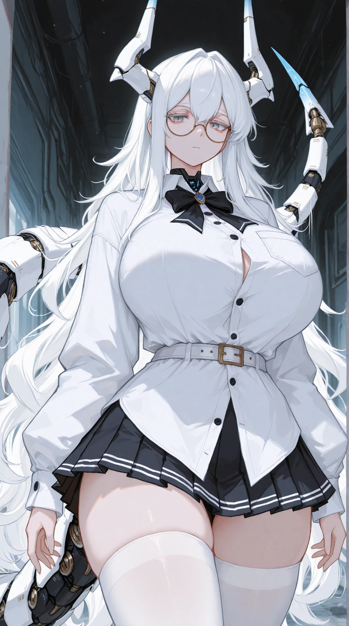 （best qualtiy：1.2），1girll，（fish eye，frontage，perplexed，Gradient hair，long whitr hair，spiked hair，Four strands of weaving，Bigchest，‎Classroom），，drenched all over the body，Large breasts；Bare legged，Tong，White transparent stockings