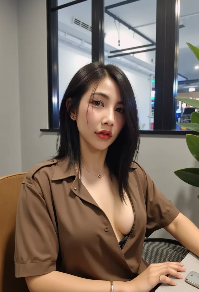 office,secretary,Lace transparent lingerie,black,Sheer white shirt