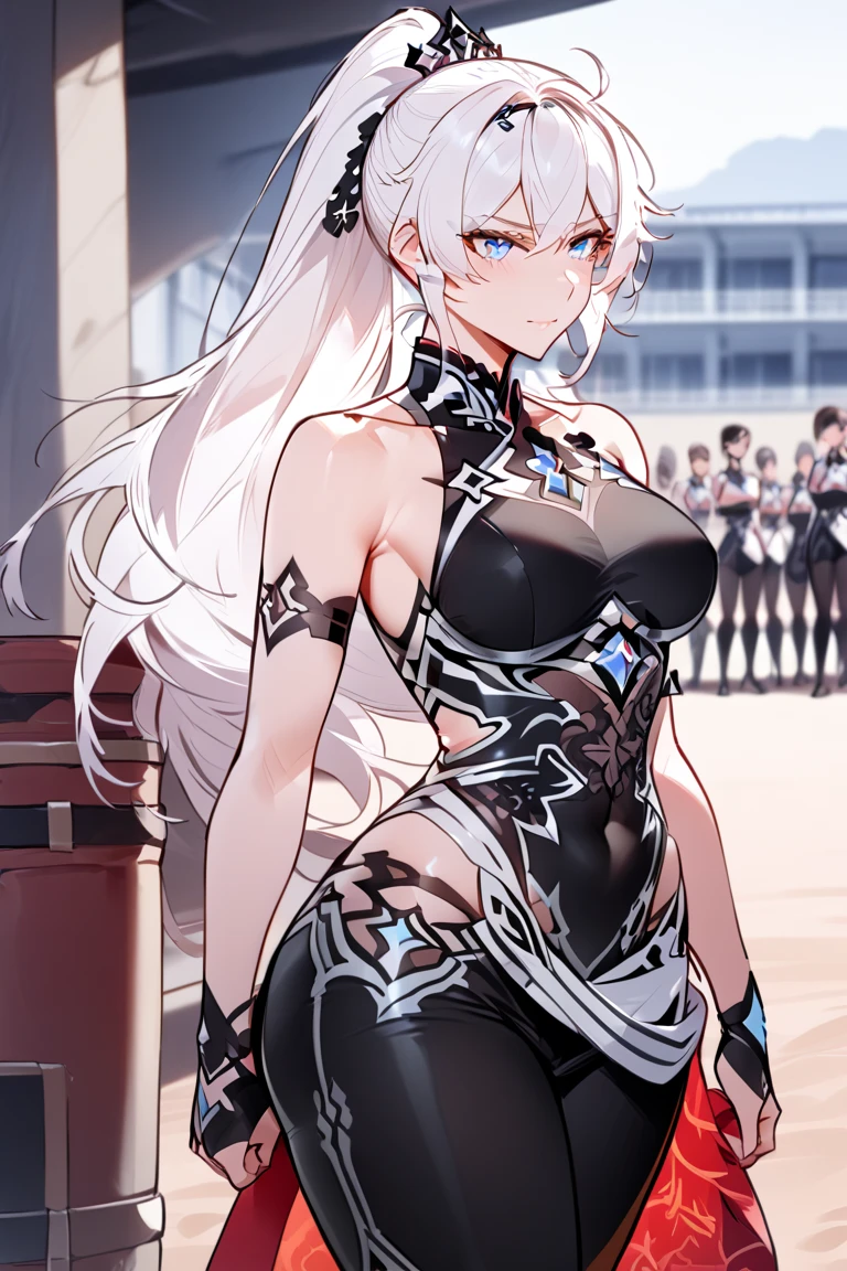vtuber model, silver hair, grey hair, long hair, messy hair, straight hair, expressive hair, heart-shaped pupils, dilated pupils, embarrassed, blush, blue eyes, heart in eye, naughty, Conceptual art, modern, anime style, anime, reference sheet, multiple views, from behind, from below, from side, UHD, masterpiece, anatomically correct, super detail, textured skin, high details, high quality, best quality, highres, 8k, art concep, character design