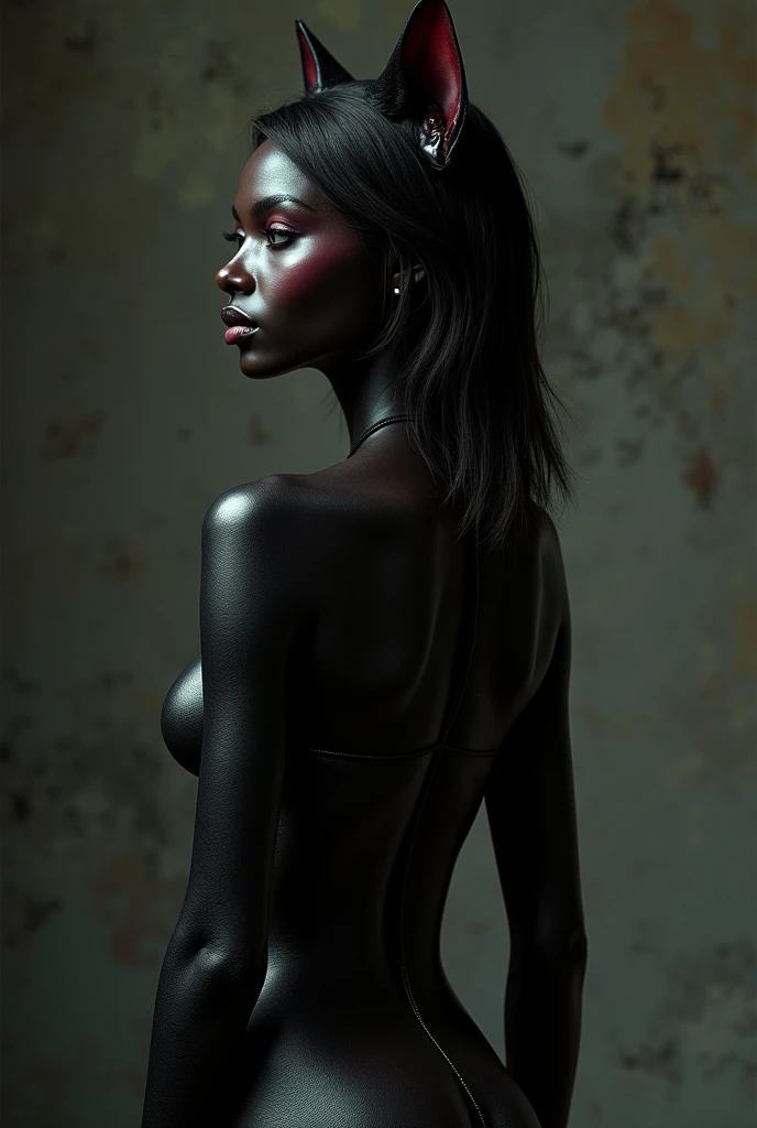 Black woman linga totally naked artistic nude photo from the front