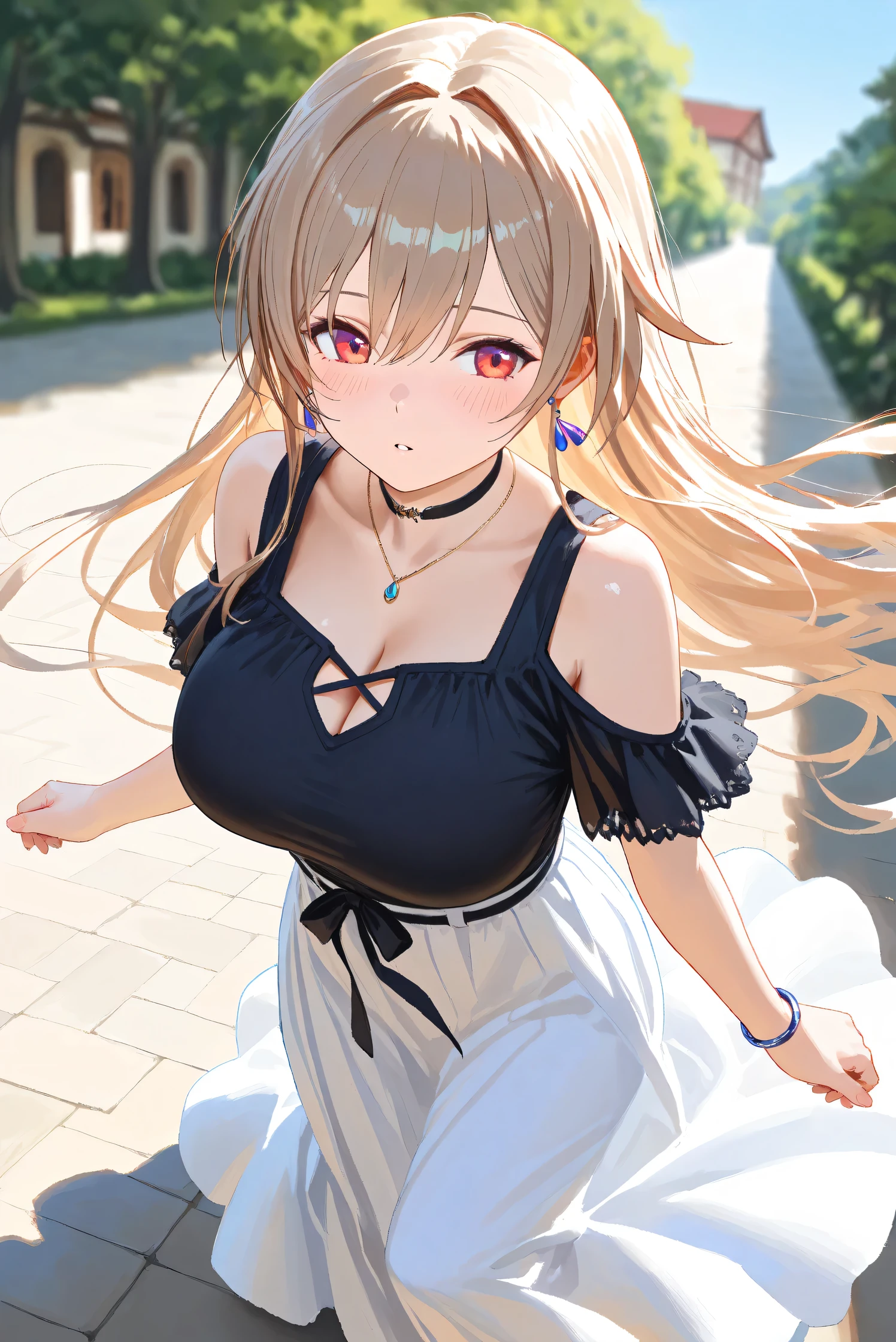 Innocent 20-year-old girl、((White vest, Dramatic pose)),Smile,shortcut,natural Park、RAW photos, (8K、Top quality、masterpiece:1.2)、(Intricate details:1.4)、Octane Rendering、Vivid details, Super Detail, Realistic skin texture, Detail face, eyes in beautiful detail, Highly detailed CG Unity 16k wallpaper, cosmetic, (Detailed background:1.2), Smooth skin, whole body、Cleavage,((Stand with your hands crossed、Lean forward、Angle from Above))