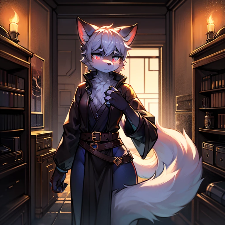 adolable,shaggy male,Has a fluffy tail,White hair,White hair,In the daytime,gold eyes,cat ear