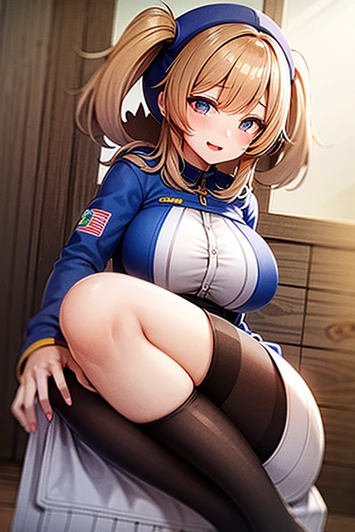 A girl who wears military clothes, brown heirs, gigantic breasts, anime cartoon, german third reich, long heirs,((highest quality)), ((masterpiece)),details, bleu eyes