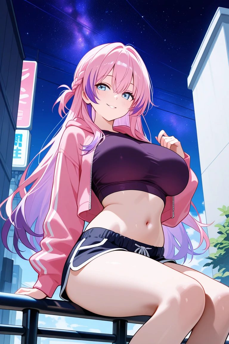 masterpiece, woman in a Magenta turtleneck and Cotton Candy Pink micro shorts is standing next to a Riverboat with a cyberpunk background, bracelet, white hair, jewelry, mailbox, lips, living hair, cosmetic, huge breasts, diaphragm, nail_polishing, navel, Friendship charm, nose,   actual, shorts, alone, tattoo,wristband, dynamic lighting, mood lighting, perfect eyes, sharp focus, 8K HD, Extremely detailed, complex