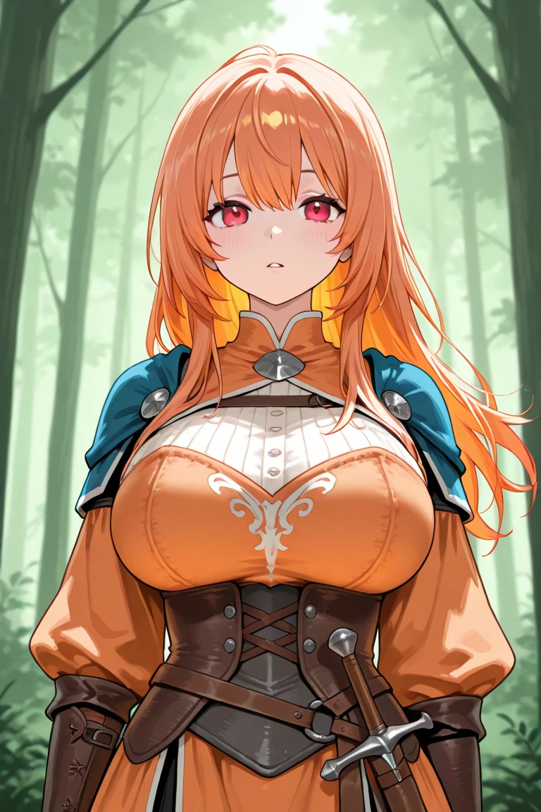 masterpiece, best quality, highly detailed background, perfect lighting, best quality, (extremely detailed face), volumetric lighting, intricate details, shadow, tonemapping, sharp focus, hyper detailed, trending on Artstation, (solo) ((Looking at the viewer)) (long red hair) (Hair over face) (only one eye visible) (curvy) (Big breasts) (black corset) (transparent skirt) (fishnet stockings) ((Blue eyes)) ((human)) (sexy) ((Satanic ritual in the forest))