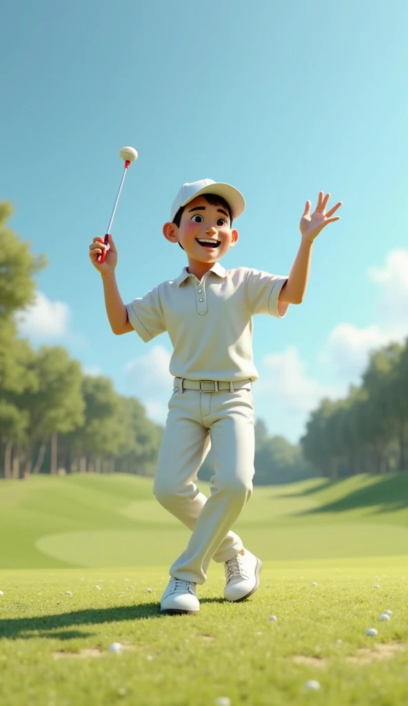 A boy sitting beside a tee 