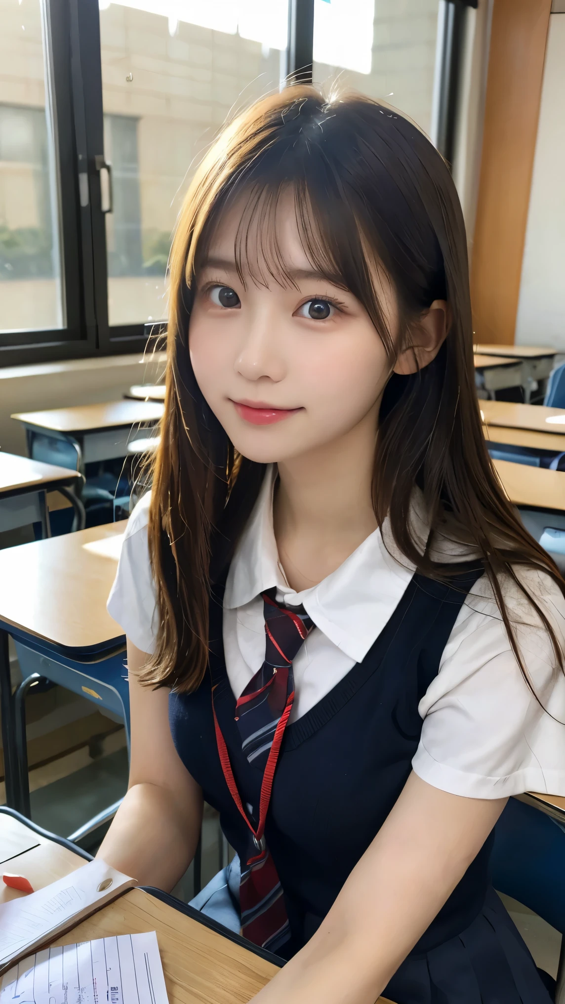 table top, highest quality, 14 years, high school girl, , classroom,