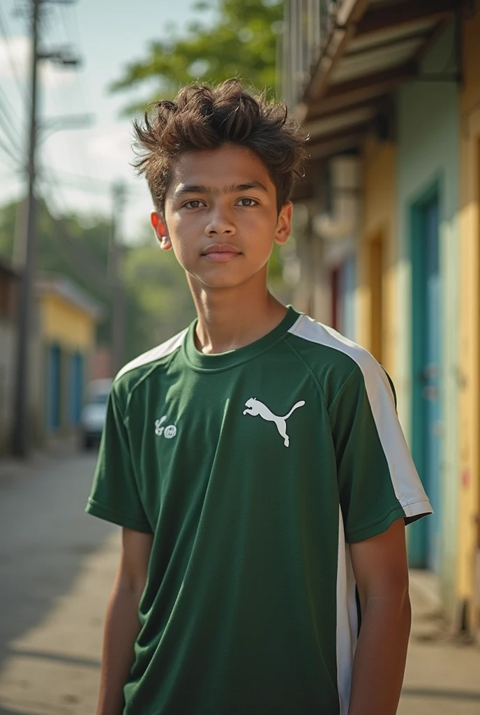 Drawing of a boy with a Colombian shirt 