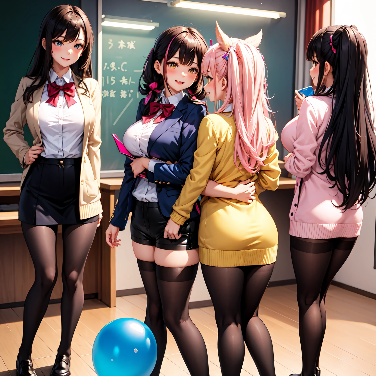 Transparent hair、Golden Eyes、eye glasses、ssmile、Two daughters in their early teens、flat chest、Thin pubic hair、Beautiful open legs、Jersey