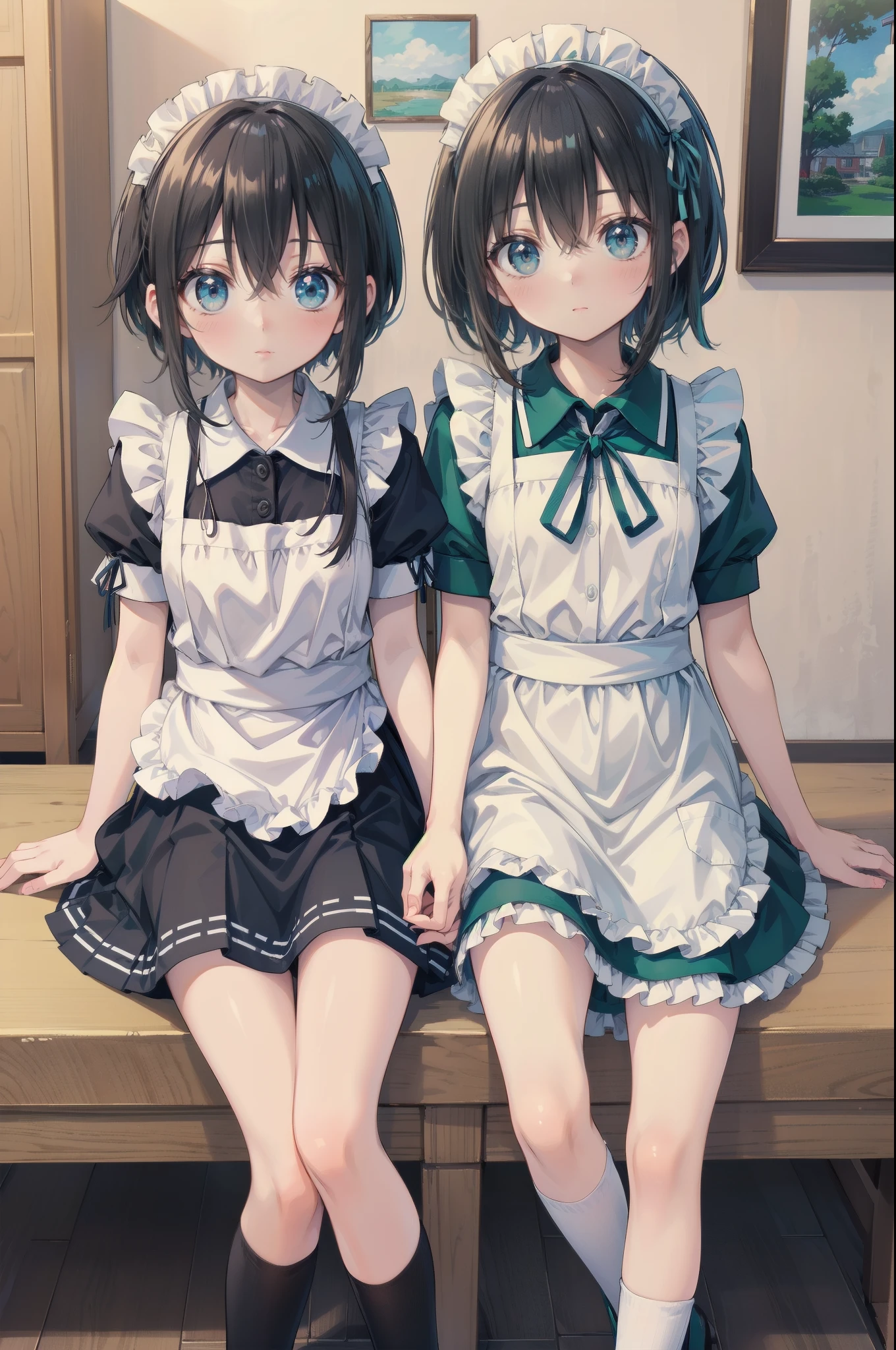 convenient leg, feet focus, knees together feet apart, Gently stare. by krenz Cassiato , is sitting, Asuka, Anime Styleイラスト, Official Art, That's right, fubuki, high quality anime-style art as a model, high resolution, Anime Style, (maid clothes:1.6),