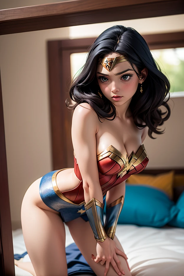 Wonder Woman, ((B cup breasts)), ((Ass)), ((slim)), turn around seductively, no armor