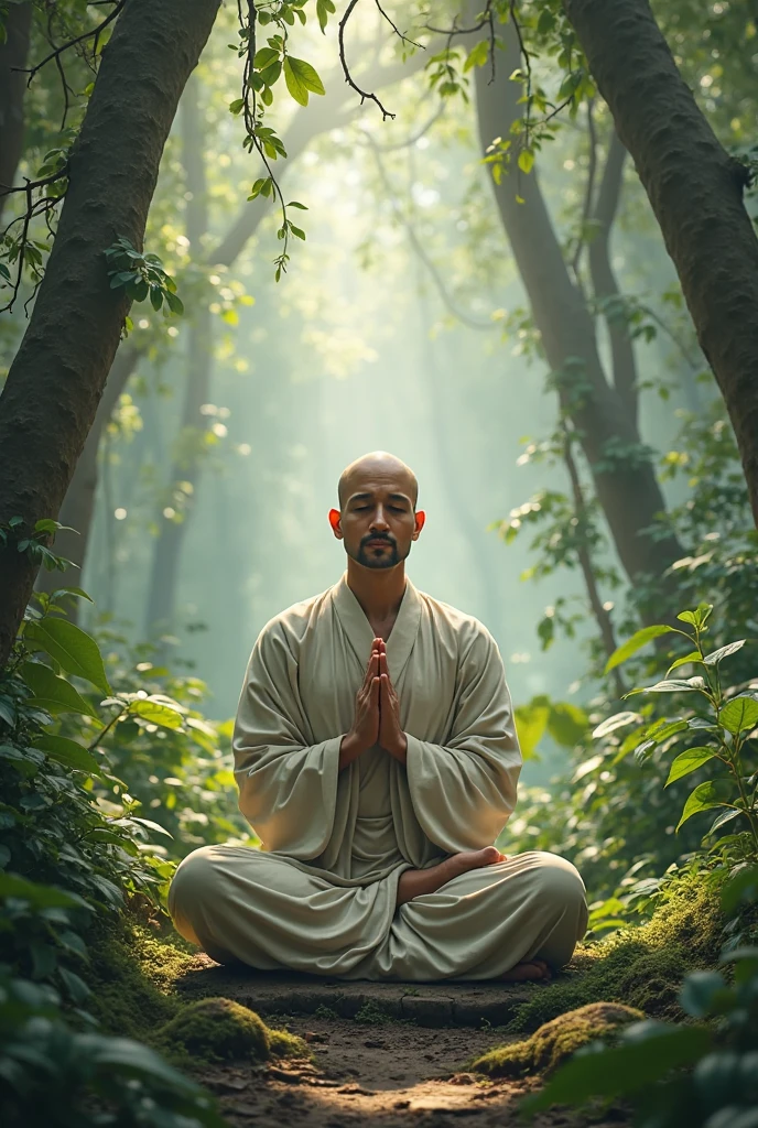 meditation a boddu man in red drees