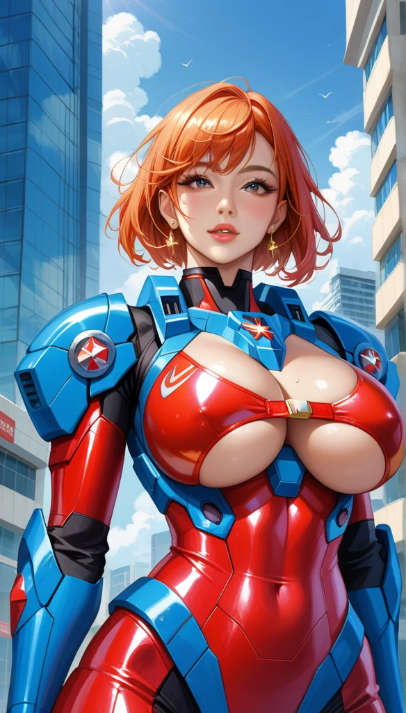girl, 8K, Ultra-high resolution, Highest quality, masterpiece, Realistic, RAW images, perspective, Five fingers, Depth of written boundary, ((Blue Power Ranger)), Huge breasts:1.4, Tight bondage latex bodysuit, armor, (Super Sentai), Full Face Helmets, Blue Shark、BDSM