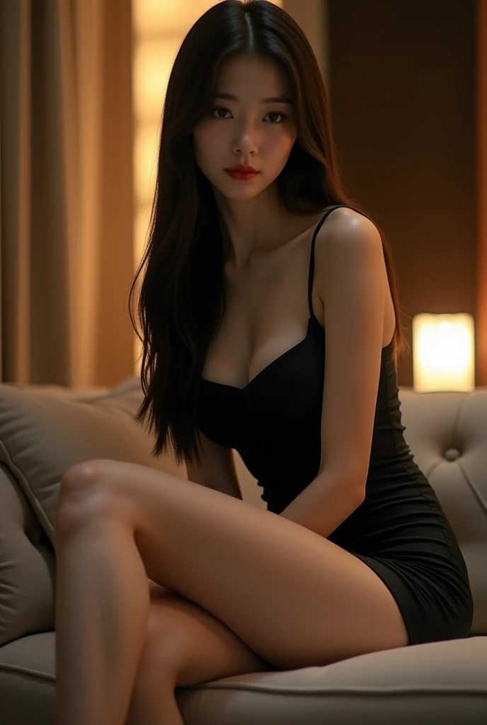 A woman in a black and white dress