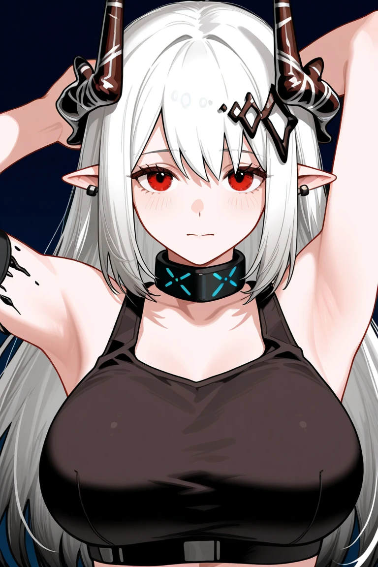 mdrk, black bikini, black ribbon, 1girl, solo, breasts, jewelry, large breasts, cleavage, white background, looking at viewer, simple background, navel, blush, cowboy shot, parted lips, collarbone, stomach, leaning forward,
,<lora:MudrockSilentNightV2Normal:1>,