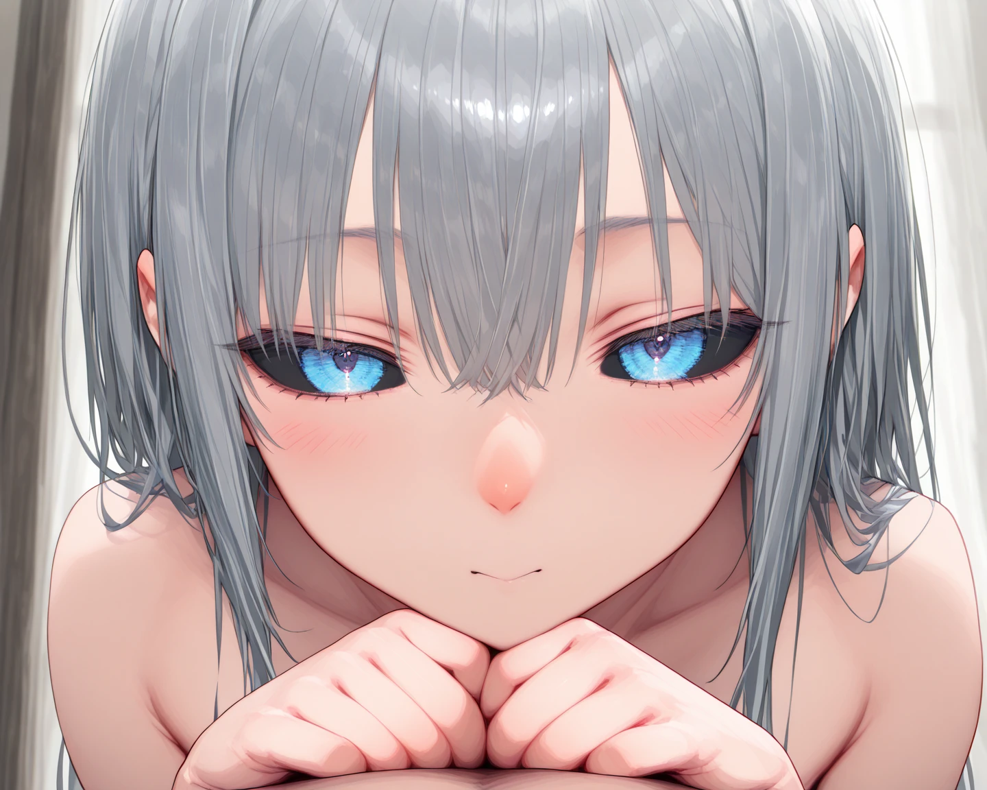 torso,Torn school swimsuit,look up,close your eyes,Ocean,Beach,Beachに座る,Wet Hair, Wet Skin, Water running over the skin,Sleepy eyes,strict,{{{{{Flat Chest}}}}},Very small breasts,lovelive!,strict,Open your arms,nude, Bare Chest,(masterpiece, Highest quality:1.2),shape,8k,High resolution,One Girl,alone,body,(Portraiture:1.2),Long Hair,,blue eyes,Black knee socks,Grey Hair,Hair between the eyes,Gray Hair
