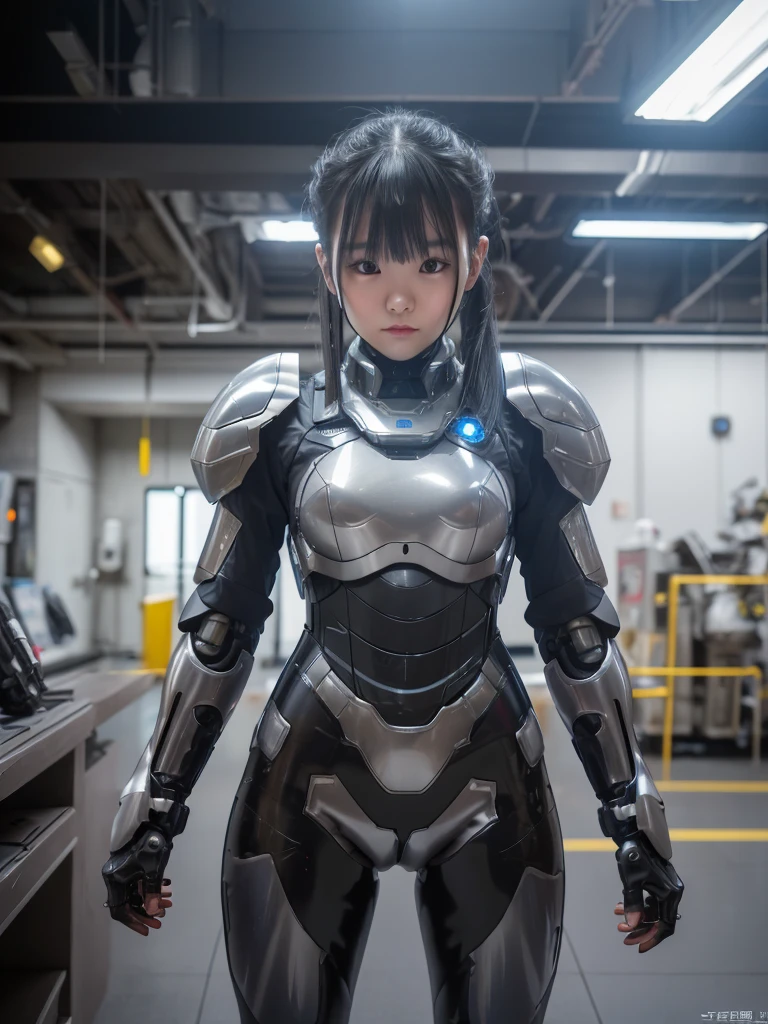 high quality, masterpiece, Two close friends, Beautiful teenage girl, Small and skinny girl, Cute girl face, cyber punk, Wearing futuristic robotic tactical armor cyber punk suit with cutouts showing abs, lean and athletic body, Innocent, Playful, Famous Japanese actresses, Very beautiful face