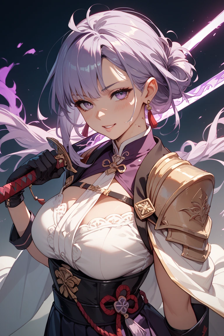 ((Highly accurate drawing in every detail)Extremely precise depiction)[High resolution],(detailed illustrations,とてもfineで緻密な描画,Delicate drawn lines with tempo,Realistic texture expression),[color traced main line],(Fantasy World Battlefield Background [burning castle]),(GIRL ROBOT 16yo (purple scorpion[METALFACE[clear lenticular iris]]) (SKINNY)) [WEAPON MACHINE],((NINJA Sengoku Armor))[Stall],[[poisonous scorpion pattern]],[Use a ninja sword as a weapon],[[Mobile Weapon Gigant Size][science fiction mechanical]],[Clear purple translucent shell that covers the body surface],(intricate and beautiful decoration [Dense detail]),[transparency],(Precisely drawn face)[完璧な目のdetailed(Beautifully detailed iris)(Eyes like deep jewels)],(eyes light[Pinpoint lighting for the eyes]),[long and beautiful eyelashes],[precisely drawn hair [美しく艷やかな髪のdetailed]],(完璧な手のdetailed [Beautiful fingers with no damage [beautiful nails]]),(perfect anatomy(perfectly balanced proportions))[[full body portrait]],[ideal color coordination(Accurate simulation of light and material interactions)],([Precision Detail](detailed,高fine)),[Visual art that tells a story],((highest quality)fine[[High density drawing]])(4K Quality).
