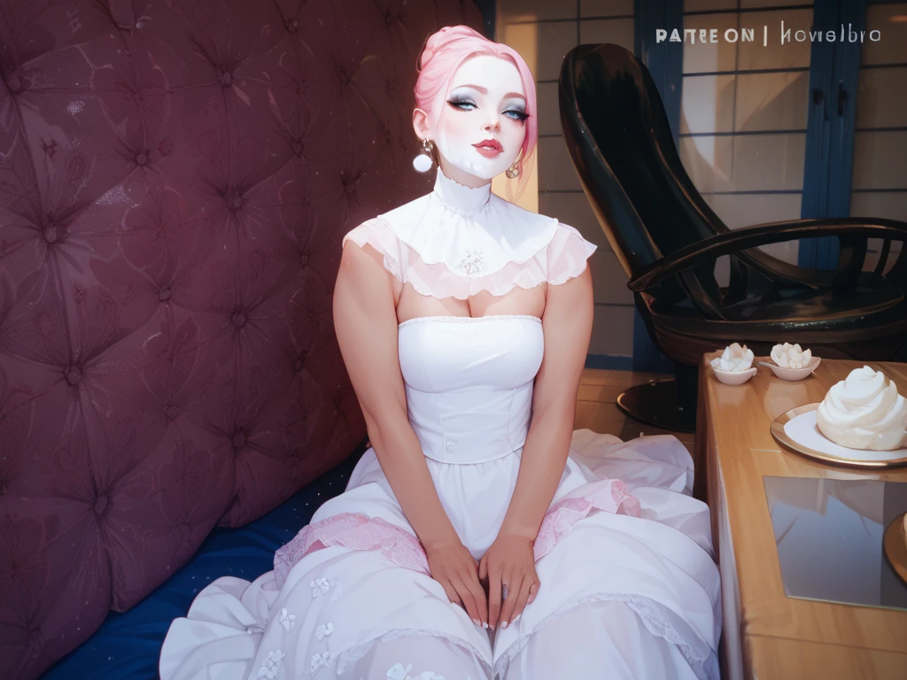 My little pony, (anthro), turquoise to white hair gradient, white body, red eyes, medium breasts, red lips, perfect lines, beautiful quality, room, very shy, wizard robe, radiant light
