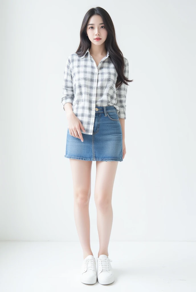 1 person, 1２age, Japanese beautiful girl idol,A shy smile、(((Full body photography))), ,Denim shorts, Yoshitomo Nara, Junko Enoshima, akiko takase, Yunling,  Aoi Ogata, 