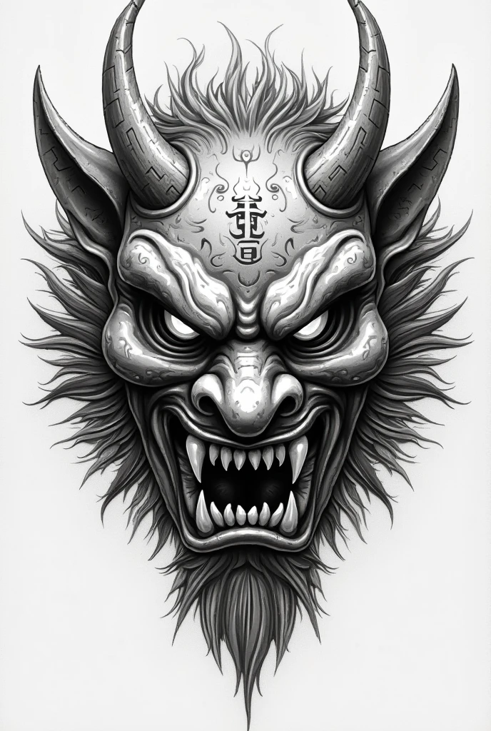 Japanese ogre mask , drawning, for tattoo 