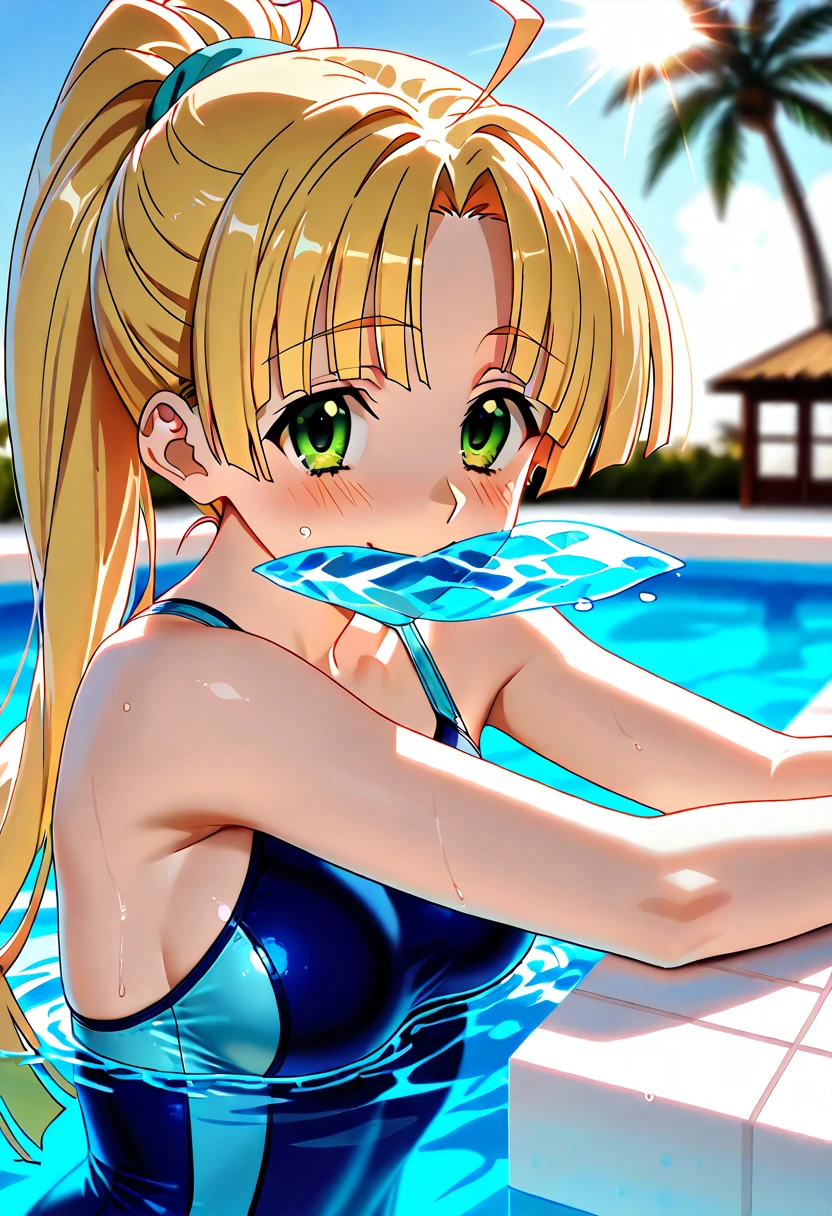 girl　Blonde　Swimsuit　Handjob　ejaculation