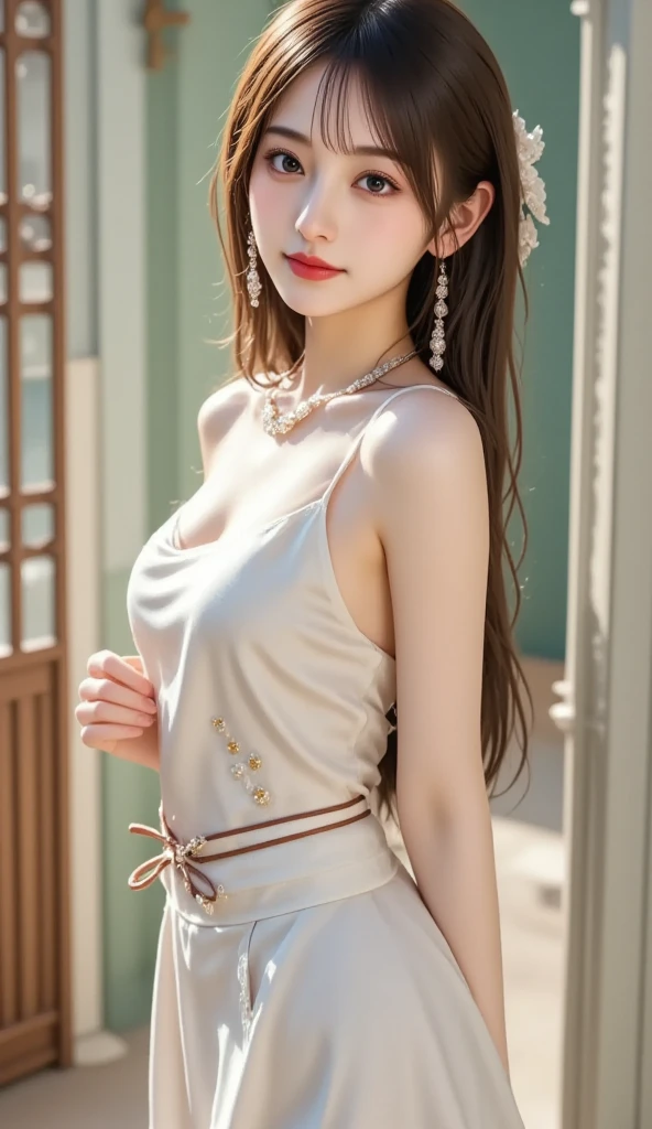 (Model as it is:1.5),The angle is the same,((16K, masterpiece, RAW Photos, Highest quality,Ultra-high resolution, Realistic, Highly detailed CG integrated in 16K)), 8k, diamond,wallpaper, Written boundary depth,Beautiful Face:1.4,Large, beautiful double eyelids,Cinematic Light,Beautiful Face,(Detailed face),(Slender and pretty woman:1.4),(20-year-old),(With the same expression:1.4),The pose remains the same