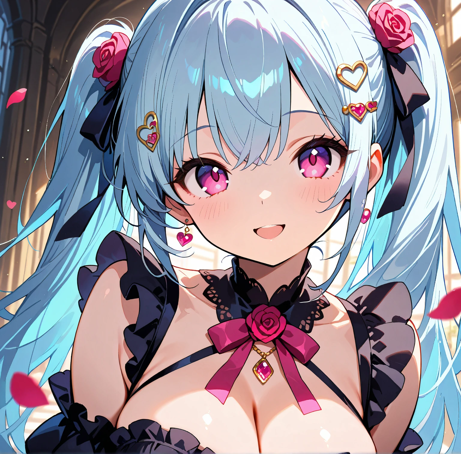 ((NSFW:0.9),masutepiece, (1girl in),3-year-old innocence、poneyTail、 Idol,Looks fun with a big smile， ((upper body closeup)), Big eyes, It seems that the eyes are shining、Kawaii Tech, kawaii, Cute, Pastel colors,Hair color is pastel、 (Best Quality), Happy,Deep background, Symmetrical, Head Tilted,The composition should exude sensuality and innocence、An ultra-high picture quality、Dynamic Angle