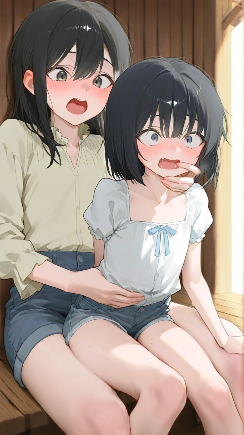 (Futanari elementary school student:1.5), (Absurd, 8K, 4K, Tabletop, Extremely detailed:1.2), Highest quality, Perfect Anatomy,Perfect Face,Look forward,High humidity,(Chubby:1.2), shortness of breath,High humidity,humid, Black Hair, Hair ties, T-bag, hair band, Outdoor, hair ornaments, Twin tails, (Sweaty:1.2), (Wet:1.2), (rain:1.2), (Looking into the camera:1.2), (Oily skin:1.3), nude, Browsing Caution, In the city, on the road, Small breasts, Pink nipples, (Speech bubble:1.3), (Observe the audience:1.3), (Sharp eyes:1.2), (Two 少女s facing each other:1.5), (She is stroking his penis right in front of me.:1.4), Kneel, (Handjob:1.5), orgasm, (woman with penis:1.5), A happy smile, (how does it:1.6), (Cum in mouth:1.8)