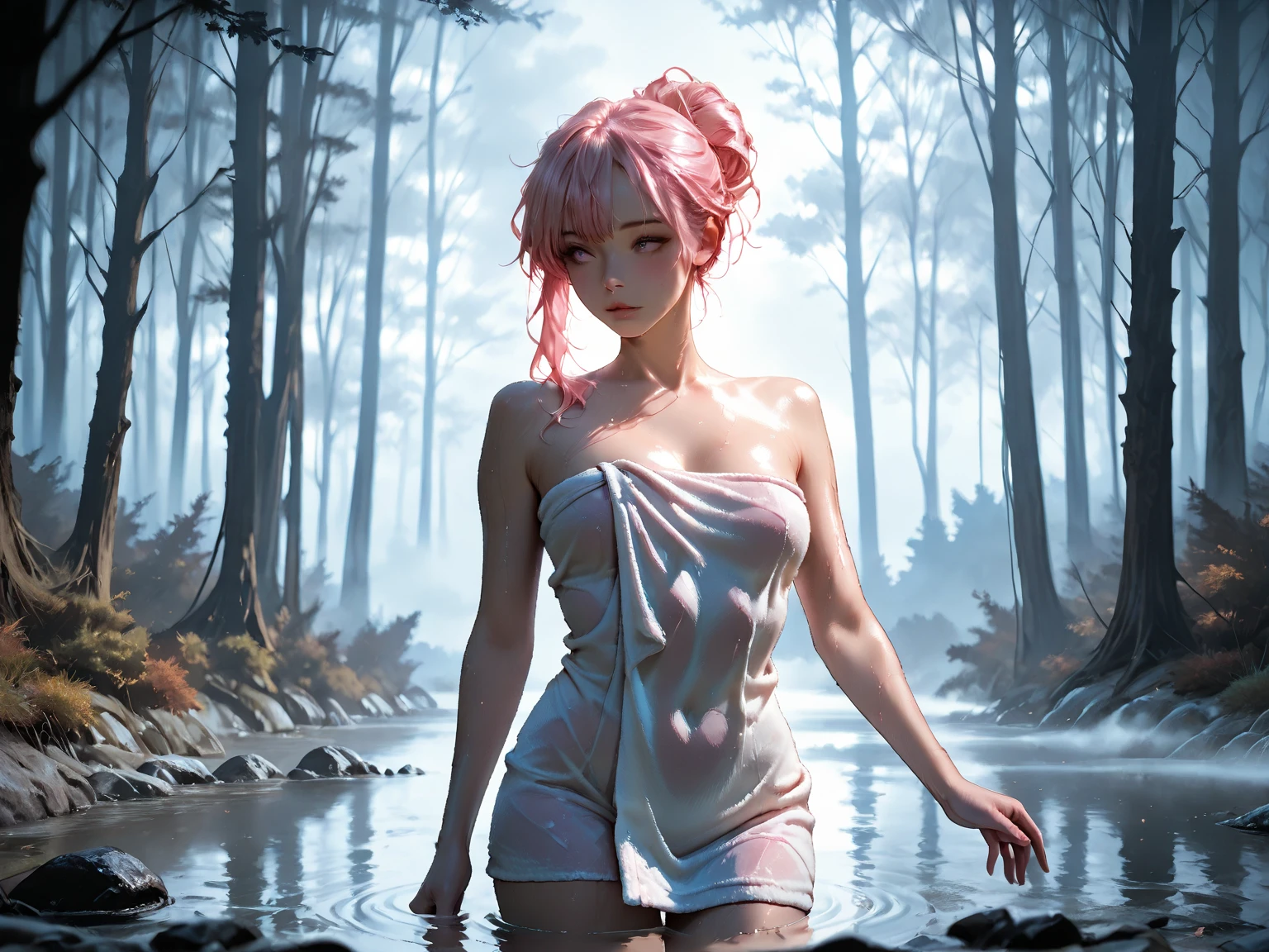 (masterpiece, Highest quality:1.3)
Lightning FF13, 1 girl, alone, Long Hair, Pink Hair、Completely naked、All Nude、View your viewers、Upper body up、View your viewers、Singing to the Waterfall、Taki training、Body covered in water、Nothing to wear、Born as is、goddess、Angel,Back view、Butt