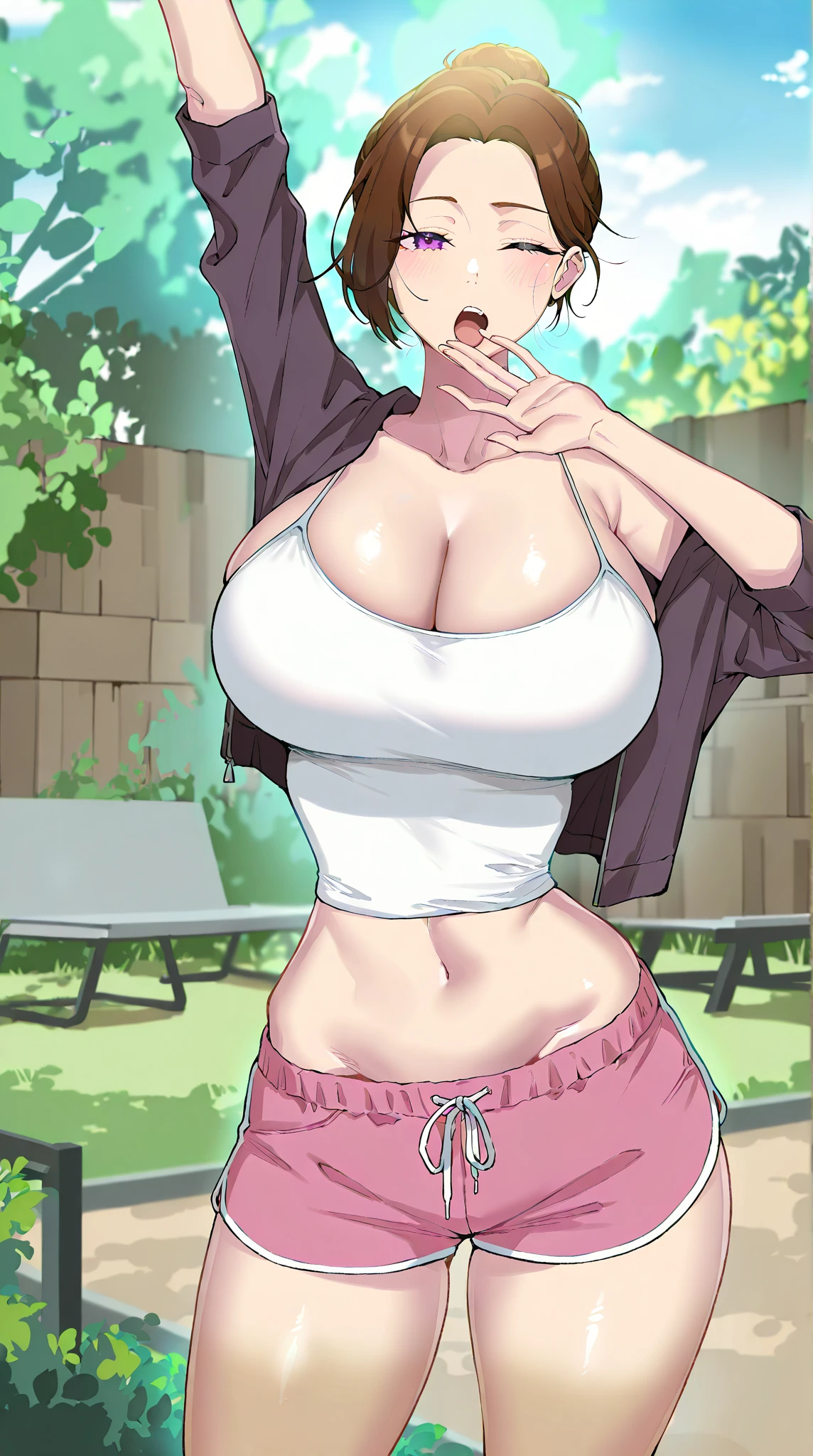 巨作, Best Quality, highres, Amazake, (Antenna hair:1.2), medium breasts, Green shirt, sleeveless, bracelet, waistband, Blue Shorts, white thighhighs, cowboy shot, Standing, outdoors, smile, His hand on his hand, Huge breasts navel, open mouth, crossed legs,big tits,huge tits,show tits,perfect tits,( Shirt lift:1.5), open shirt, embarrassed, smiling
(1boy, hetero, penis, sex, underwear, panties), ((vaginal, open mouth, blush)), nude male, ((clothing aside, looking at viewer, pussy, clothed sex)), bed, cowgirl position, ((pussy juice)),((milk coming out tits)),((girl on top,thighs, pov)),