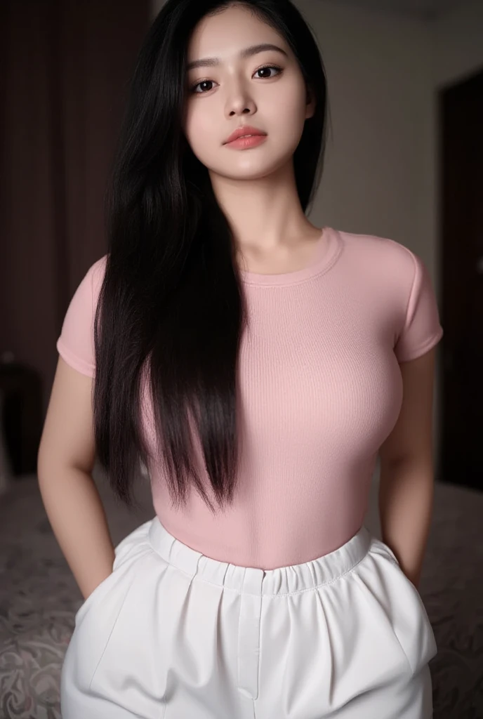 (ultra-realistic realism), (illustratio), (high resolution), (8K), (extremely detaile), (best illustration), (Beautiful and delicate eyes), (Best quality), (Super detailed), (tmasterpiece), (Wallpapers), (Detal Face), Tik, (dynamicposes), Full body image of a person with long hair and a tank top, hinata hyuga, hinata hyuga from naruto, from naruto, as an anime character, perfect anime face, she has dark blue hair with tied up , female anime character, anime characters, best anime girls, style hime cut hair, dark blue hair, pink lips, light purple eyes, smile, (pretty face:1.3)with camisole dress