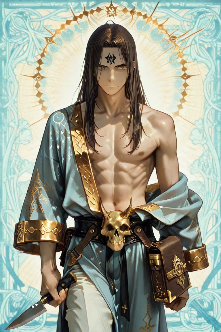 Roman slave crucified with nailed hands and feet anime style