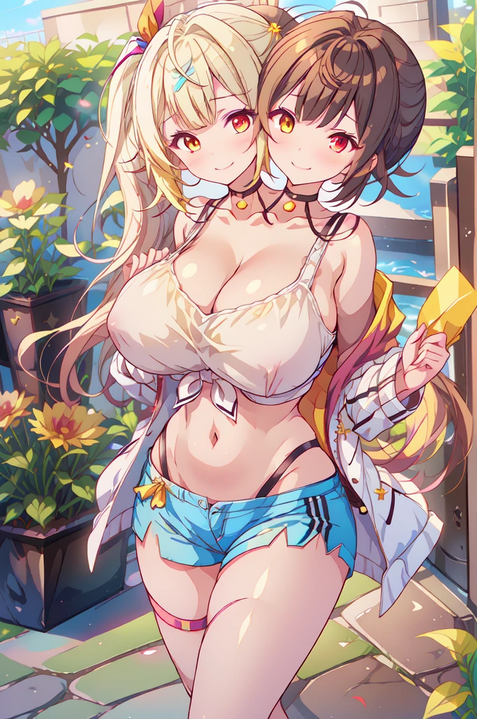 Sunflower field、summer、Straw hat、sunny、oversized white shirt、Blushed cheeks、Embarrassed、Sit with your legs apart、after the rain、((big areola)), ((large areola)), ((small breasts))