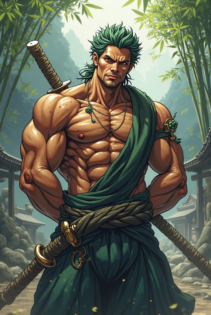 Roronoa Zoro naked showing his penis