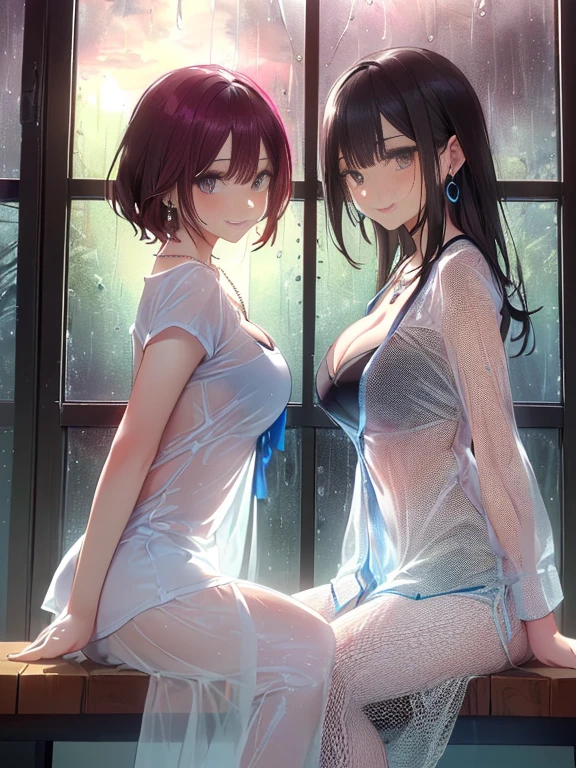 konan，blue  hair，Wear lace pajamas，Leaking lace lingerie，Standing in the doorway，One hand crosses the waist，perfect bodies，Large of breast，cleavage，looks into camera，The atmosphere is ambiguous，high qulity，high detal