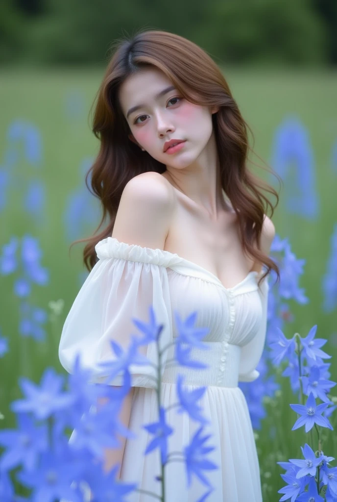 1girl, (dream portrait of magical 20yo girl), long dress outfit,
standing on the grass field,
dreamy and ethereal,
expressive pose,
smile expression,
intricate, elegant, highly detailed, sharp focus,
(enchanting),
( fantasy art),
(slender body:1.6),
,supermodel facing the viewer,
, fantasy Fashion,
(perfectly sculpted facial features),
(downturned eyes shape),
(half-moon eyeliner),
(pale fair skin:1.6 ),
(large breasts),
(extremely detailed Stacked Curls hair ),
(extremely detailed natural skin texture:1.8),
(precise and lifelike),(hyper realistic lifelike texture:1.8),
( stunning realistic photograph:1.8),
(Film grain),
(slim legs),
leica i,hasselblad,
(cover illustration:1.3),
(perfect hand),(large breasts),
(fujifilm reala 100:1.5) <lora:AIGirlXL_V1:0.75>